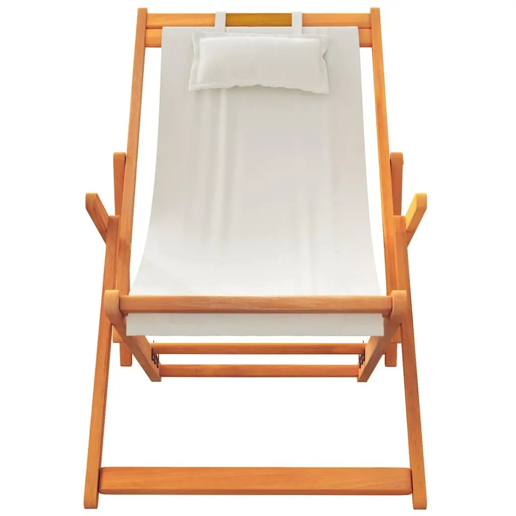 Folding Beach Chairs Outdoor Lounge Cream 2 Piece Garden Camping Seating