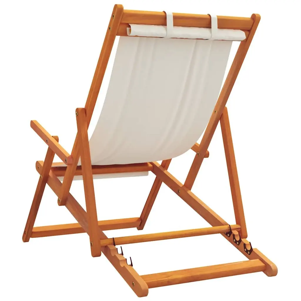 Folding Beach Chairs Outdoor Lounge Cream 2 Piece Garden Camping Seating