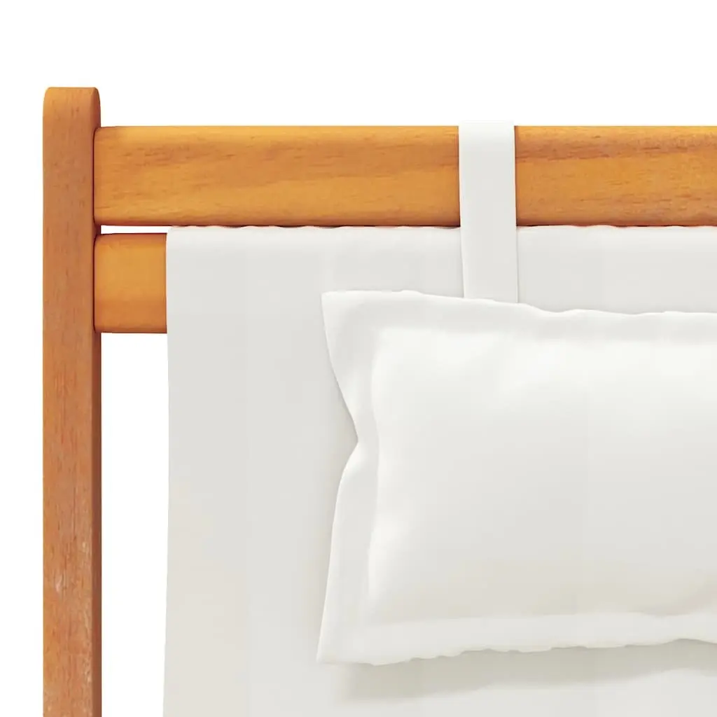 Folding Beach Chairs Outdoor Lounge Cream 2 Piece Garden Camping Seating