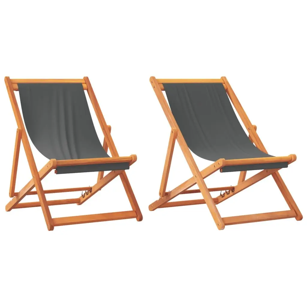 Folding Beach Chairs Outdoor Garden Grey 2 Piece