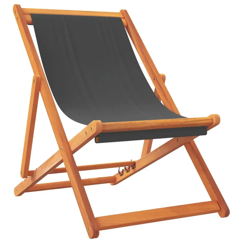 Folding Beach Chairs Outdoor Garden Grey 2 Piece