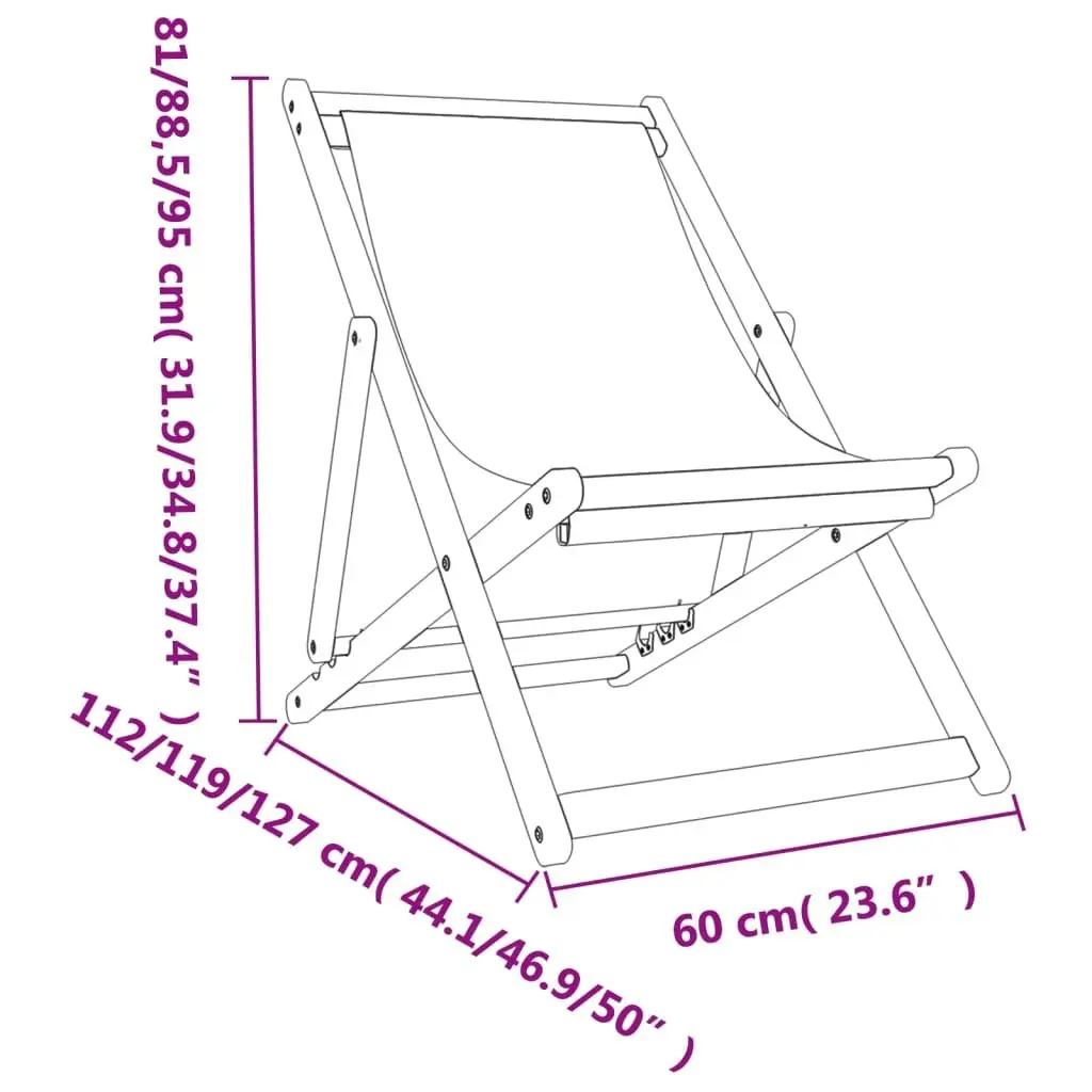 Folding Beach Chairs Outdoor Garden Grey 2 Piece