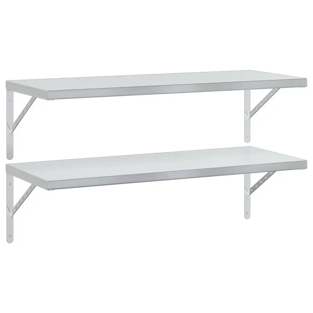 Wall Shelves 2 pcs 100x40 cm Stainless Steel Floating Storage Display Shelf