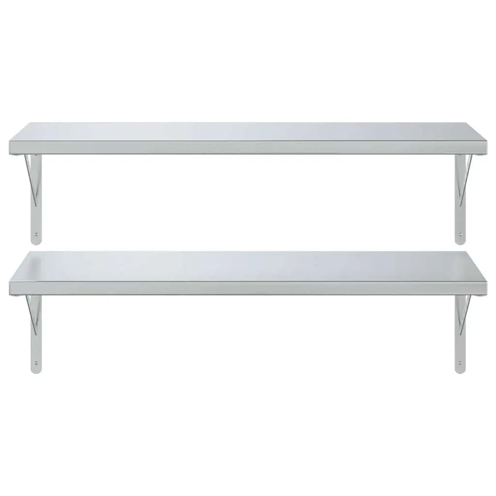 Wall Shelves 2 pcs 100x40 cm Stainless Steel Floating Storage Display Shelf