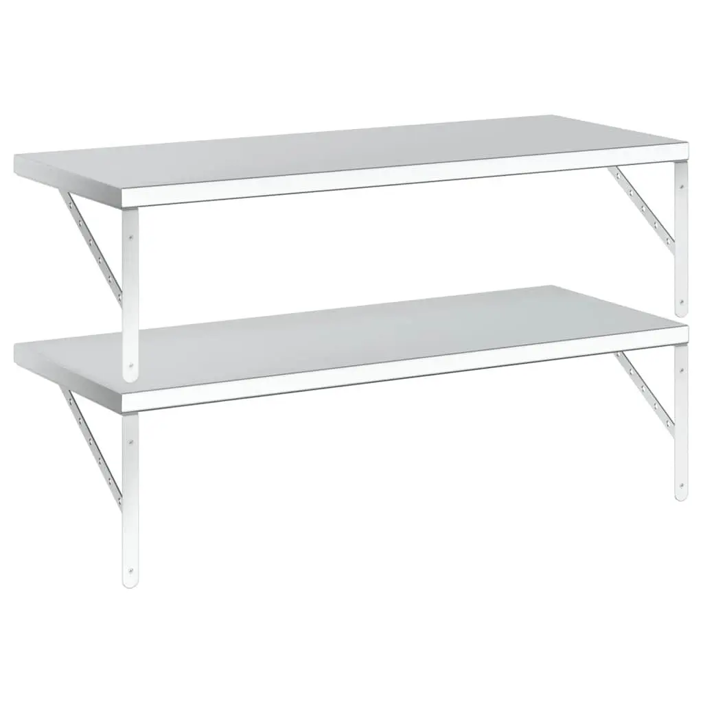 Wall Shelves 2 pcs 100x40 cm Stainless Steel Floating Storage Display Shelf