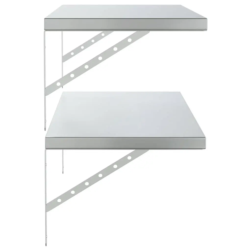 Wall Shelves 2 pcs 100x40 cm Stainless Steel Floating Storage Display Shelf