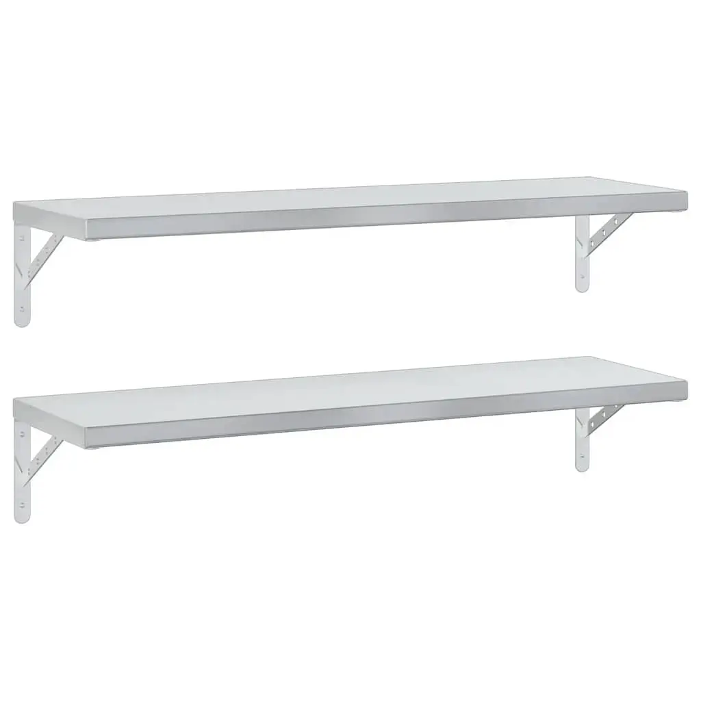 Stainless Steel Wall Shelves for Living Room Bedroom Office 100x30 cm 2 Piece
