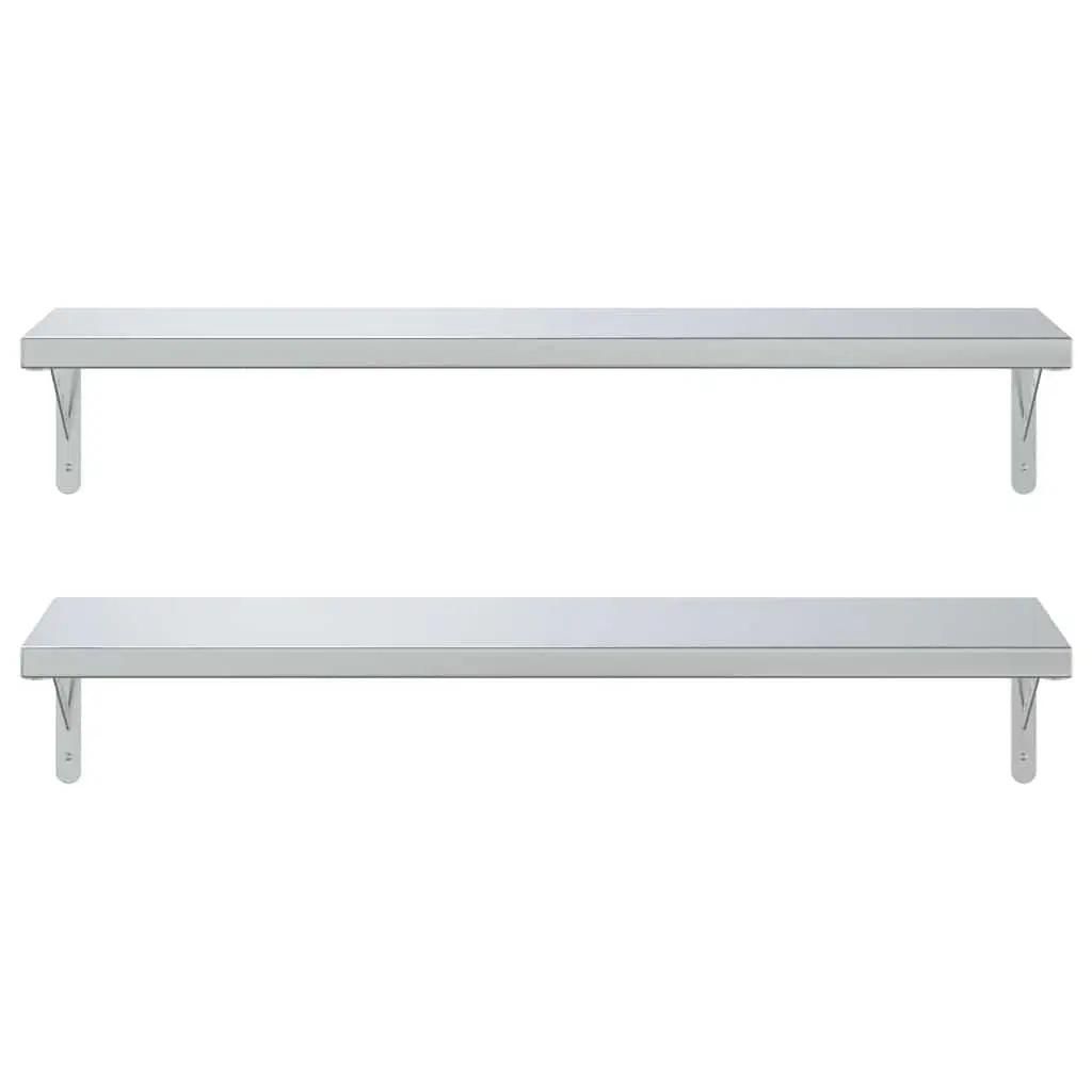 Stainless Steel Wall Shelves for Living Room Bedroom Office 100x30 cm 2 Piece