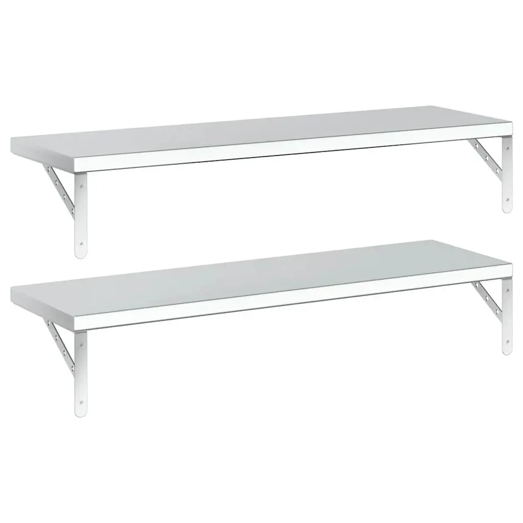 Stainless Steel Wall Shelves for Living Room Bedroom Office 100x30 cm 2 Piece