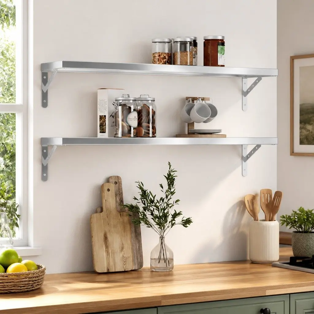 Silver Wall Shelves 2 pcs 100x23.5 cm