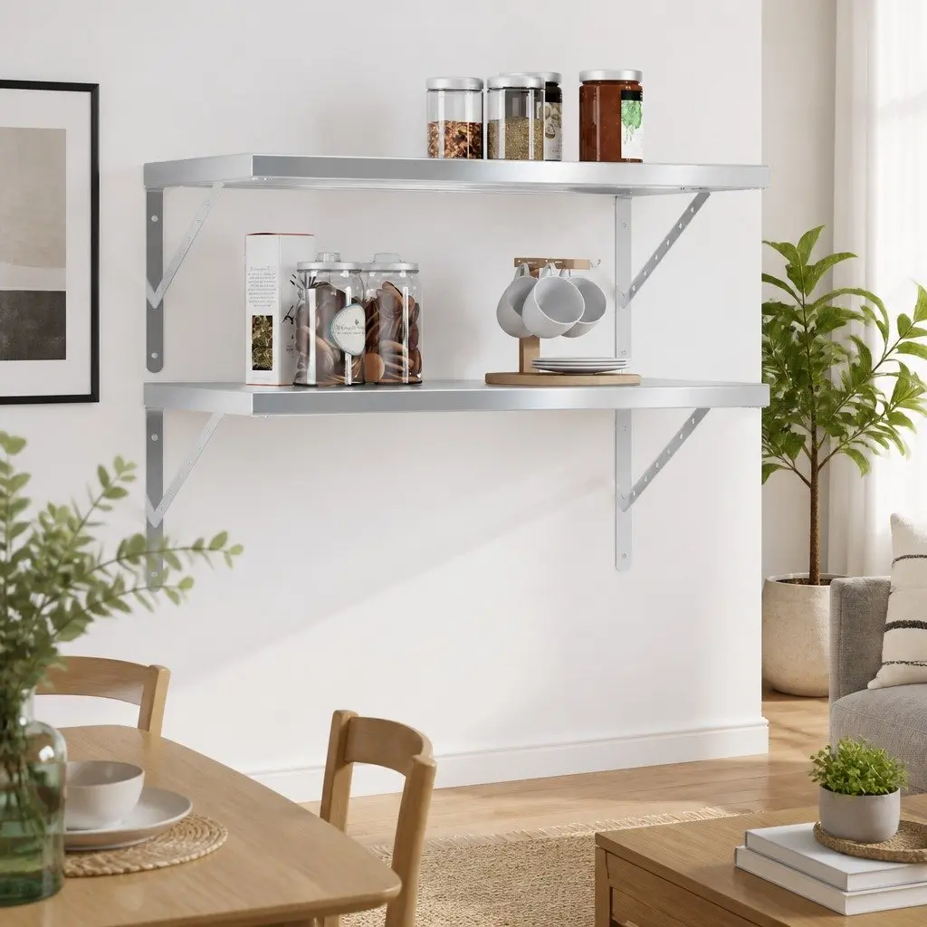 Wall Shelves Living Room Bedroom Office 75x40 cm Silver