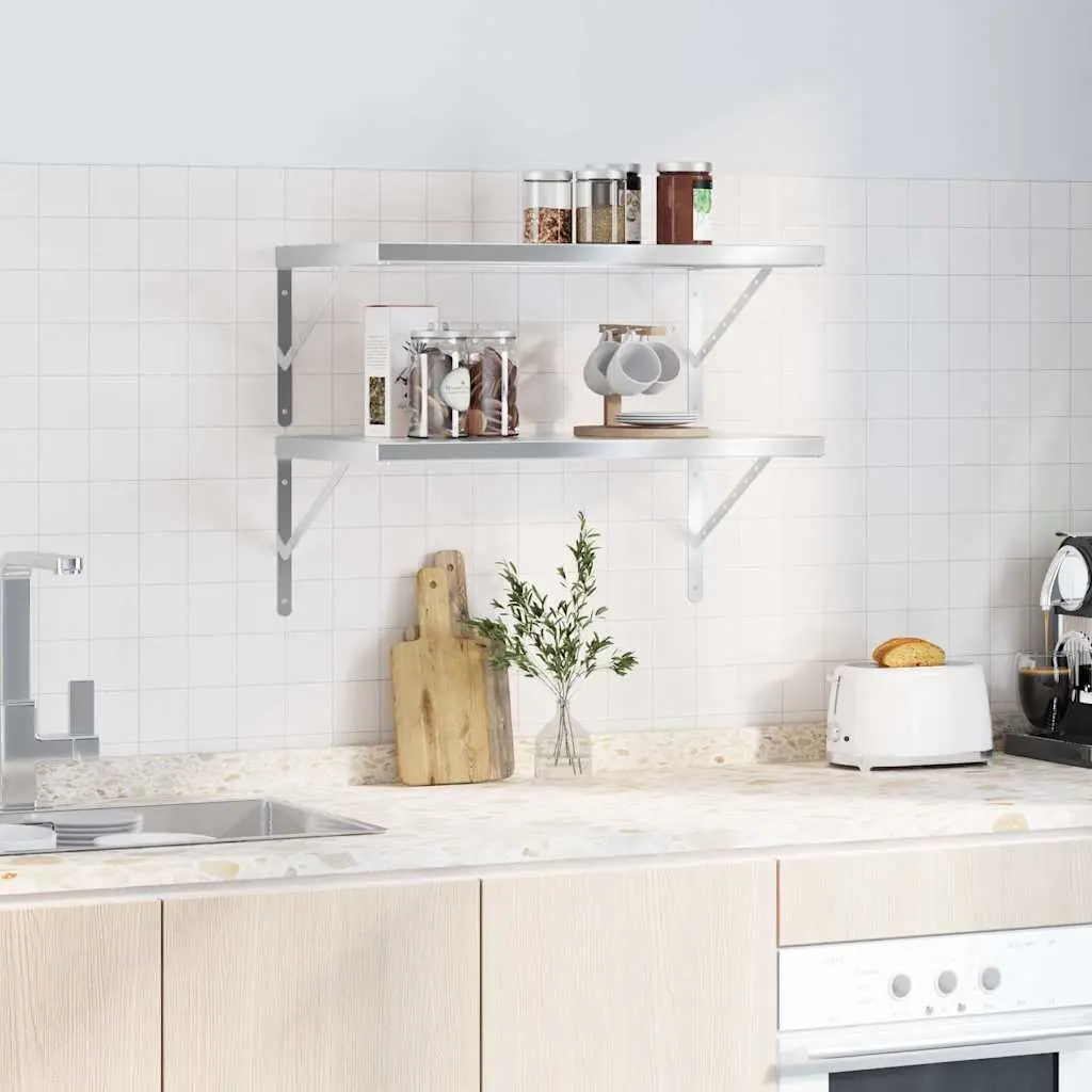 Wall Shelves Living Room Bedroom Office 75x40 cm Silver