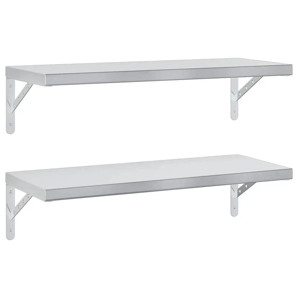 Wall Shelves Living Room Bedroom Office 75x30 cm Silver Stainless Steel Floating Storage Display