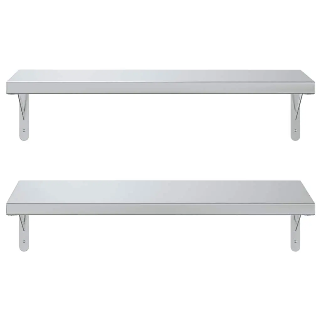 Wall Shelves Living Room Bedroom Office 75x30 cm Silver Stainless Steel Floating Storage Display
