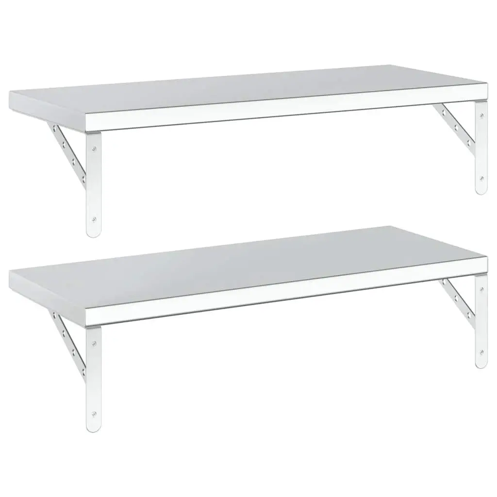 Wall Shelves Living Room Bedroom Office 75x30 cm Silver Stainless Steel Floating Storage Display