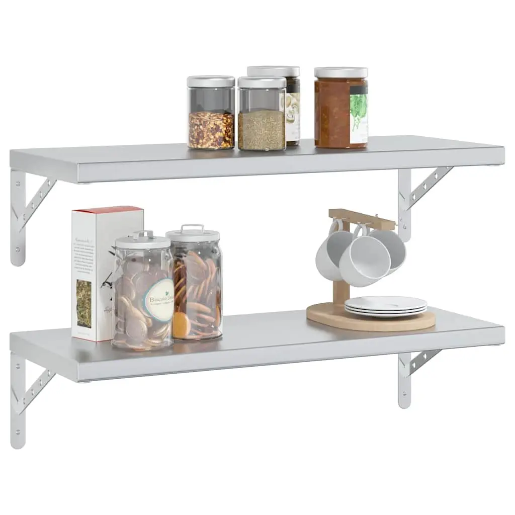 Wall Shelves Living Room Bedroom Office 75x30 cm Silver Stainless Steel Floating Storage Display