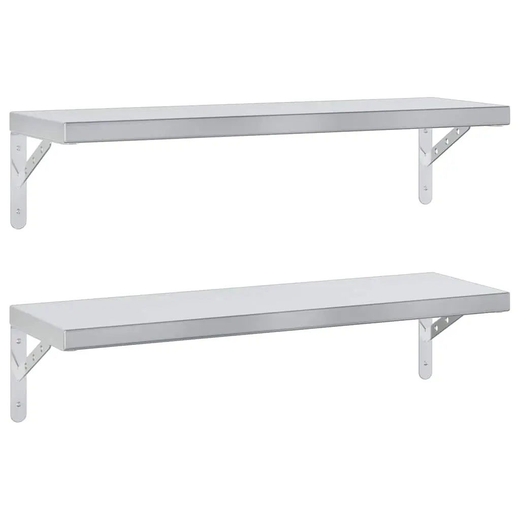 Wall Shelves 2 pcs 75x23.5 cm Silver Floating Shelf Storage Display Rack