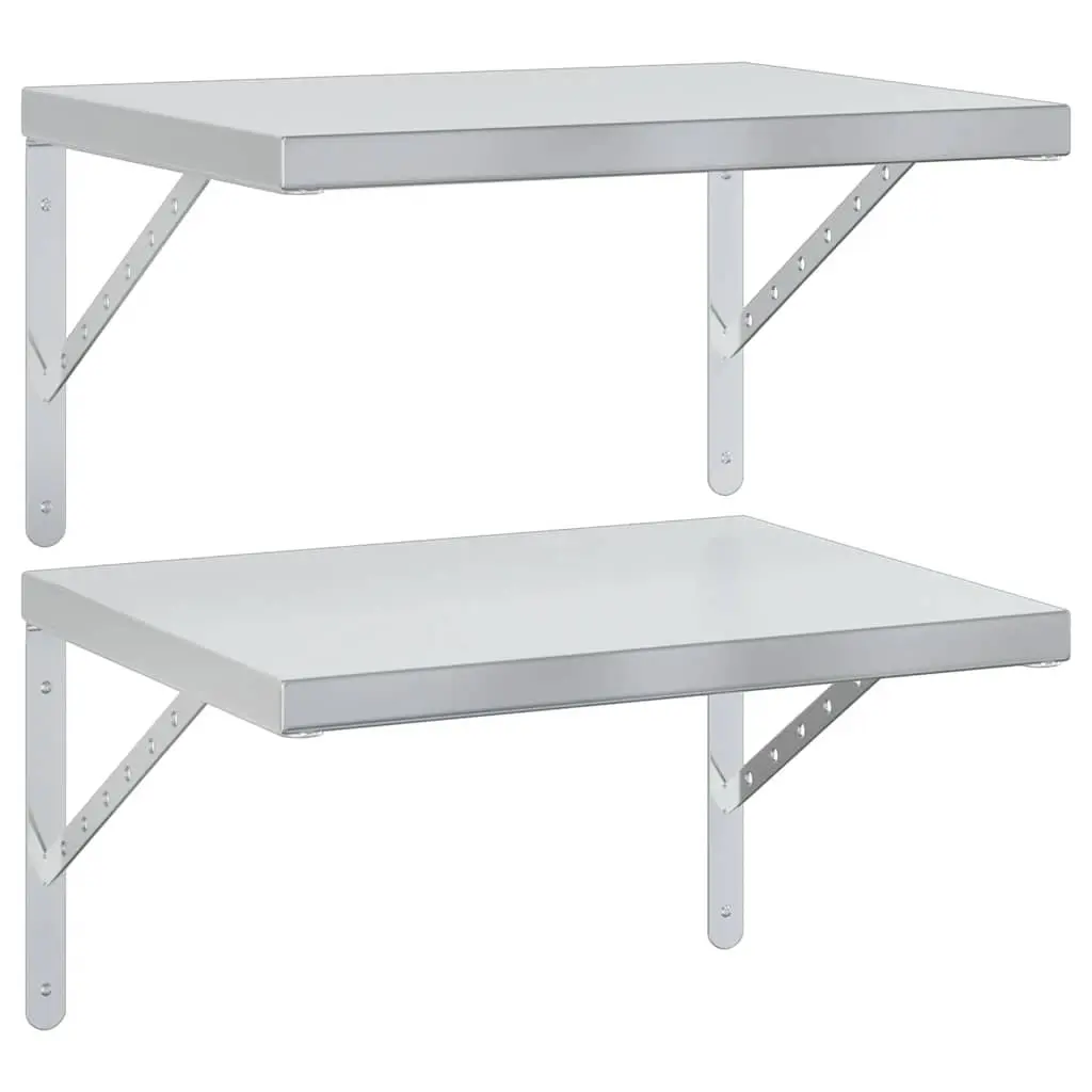 Silver Stainless Steel Floating Wall Shelves