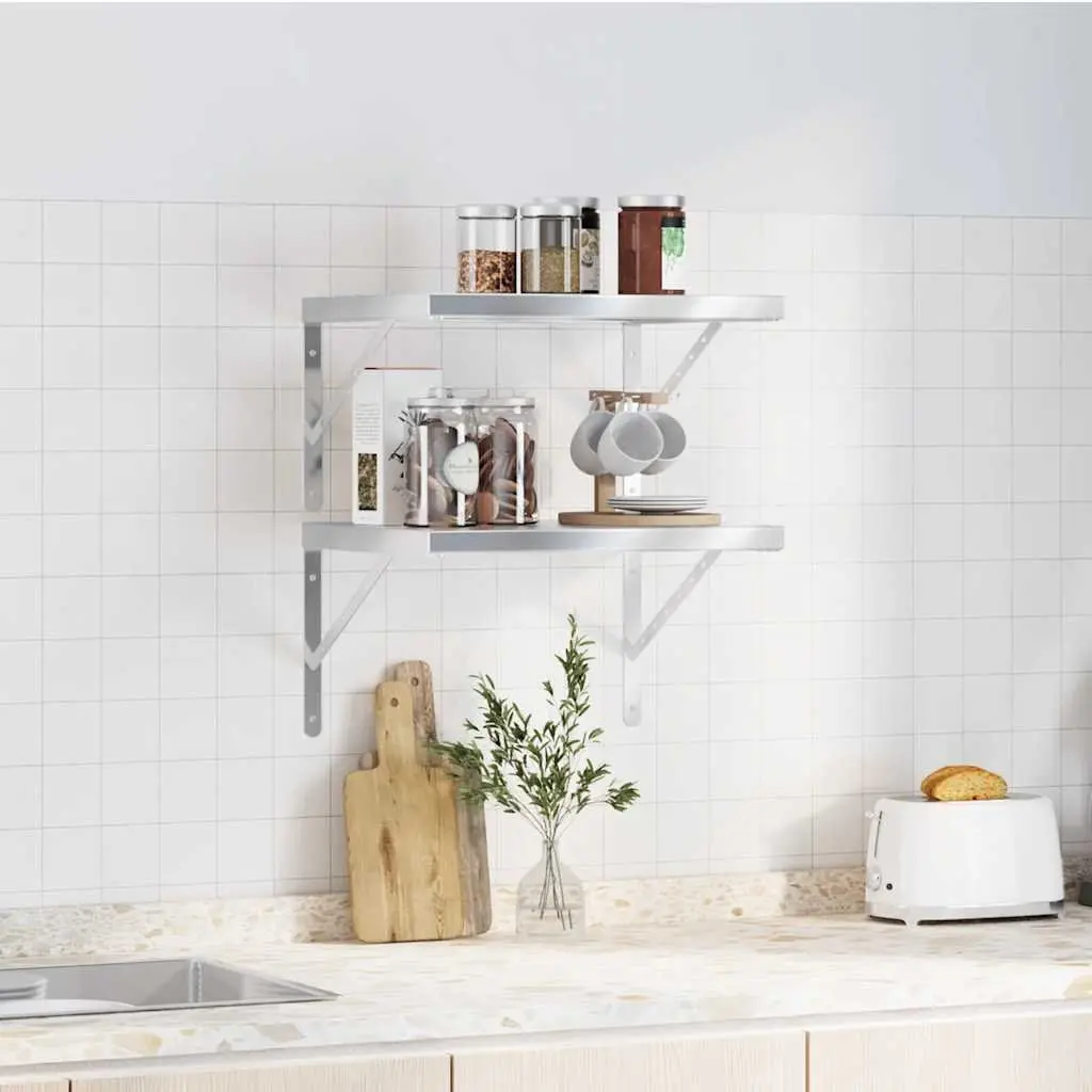 Silver Stainless Steel Floating Wall Shelves