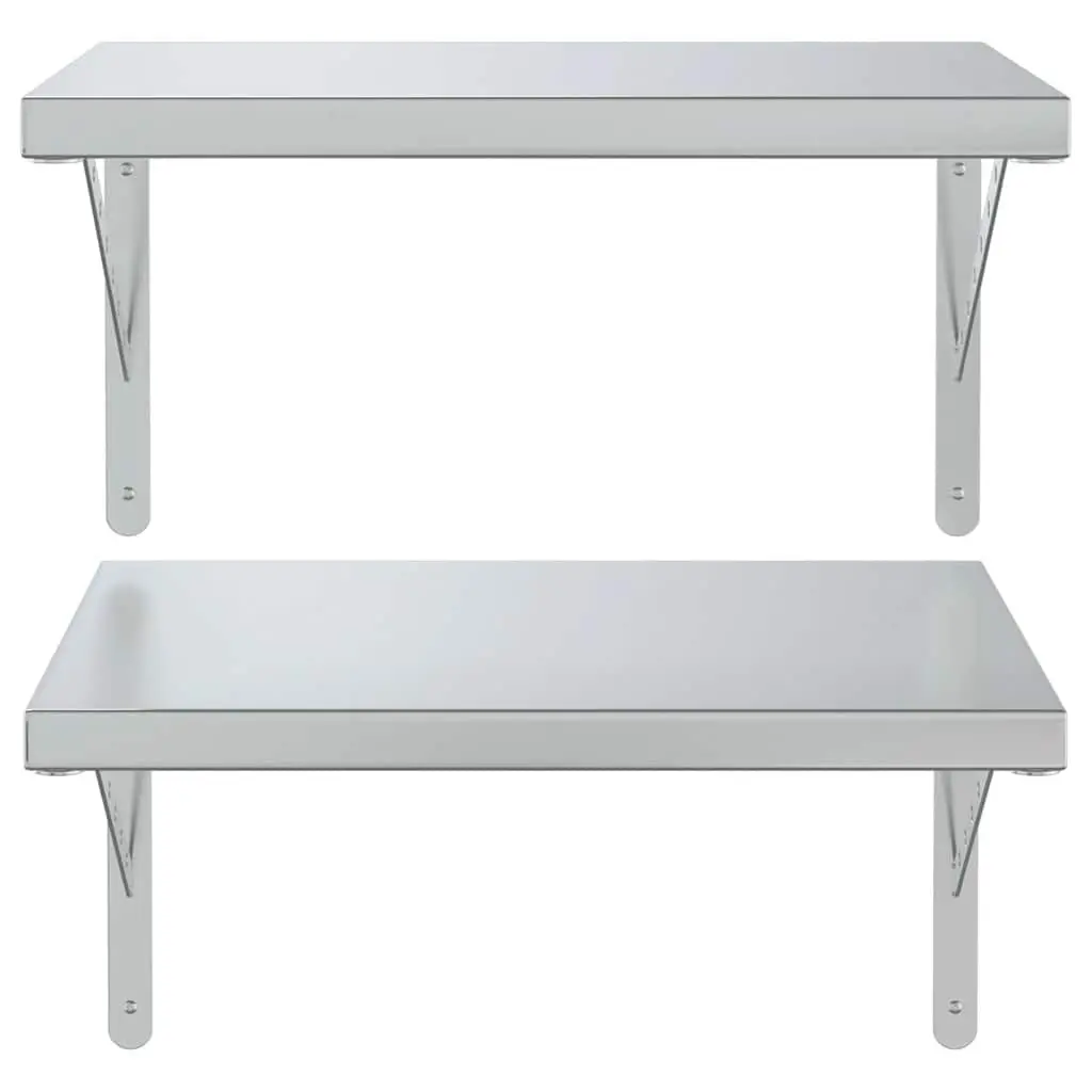Silver Stainless Steel Floating Wall Shelves