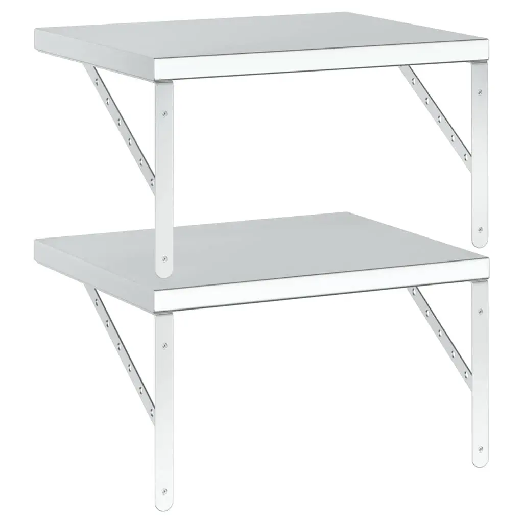 Silver Stainless Steel Floating Wall Shelves