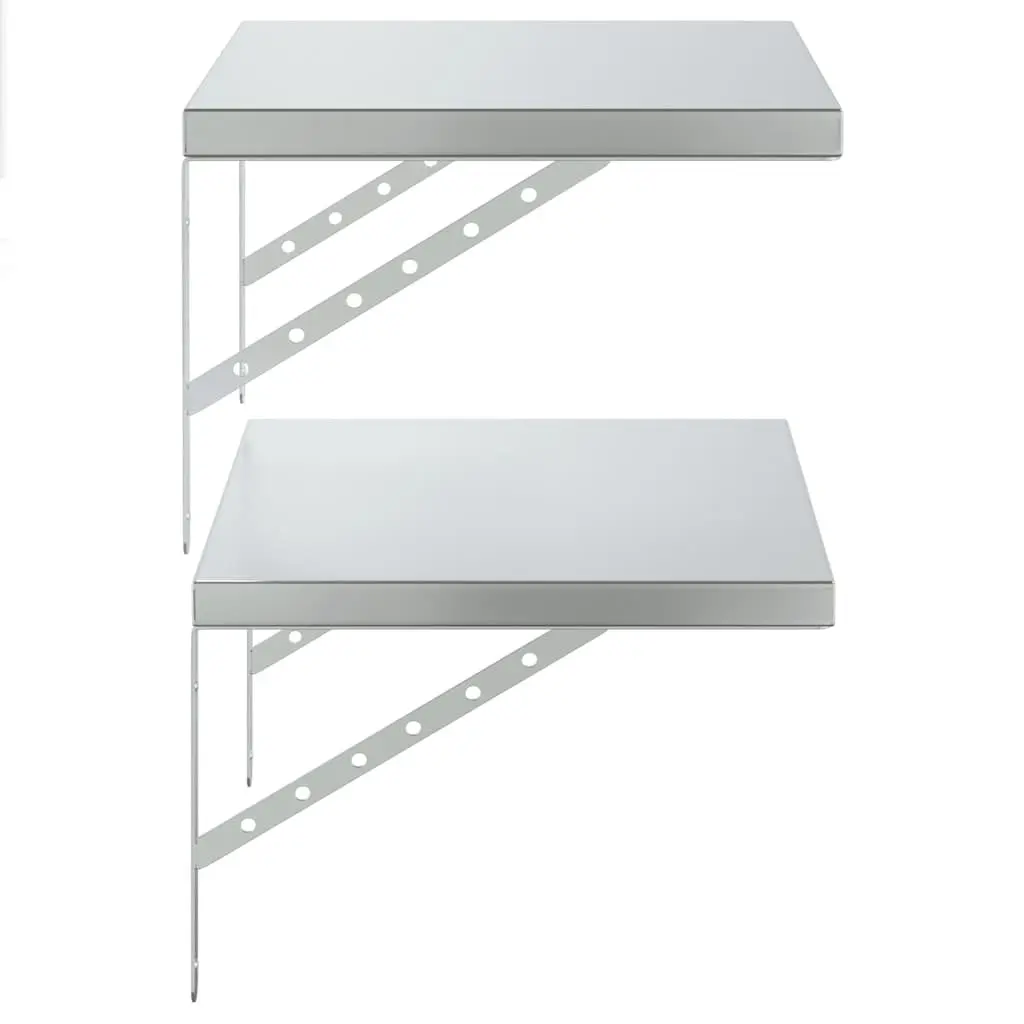 Silver Stainless Steel Floating Wall Shelves