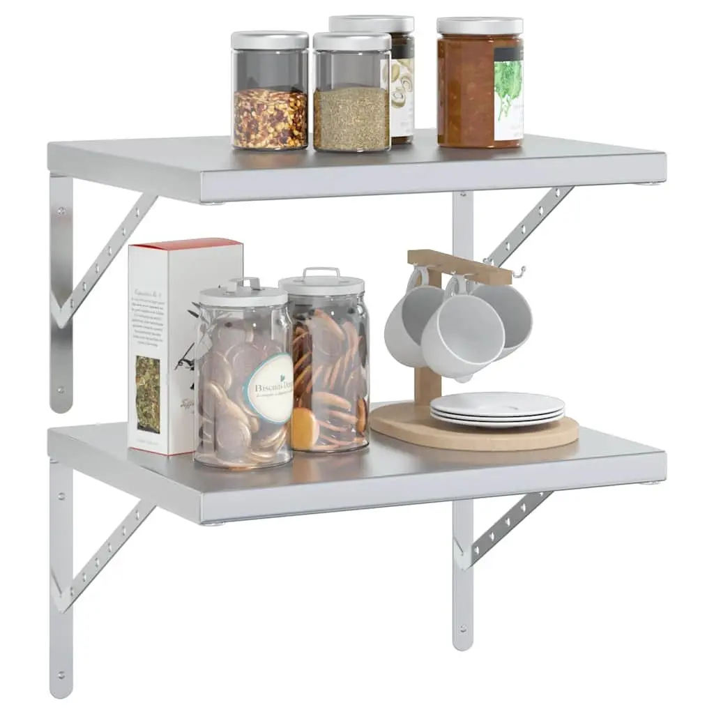 Silver Stainless Steel Floating Wall Shelves