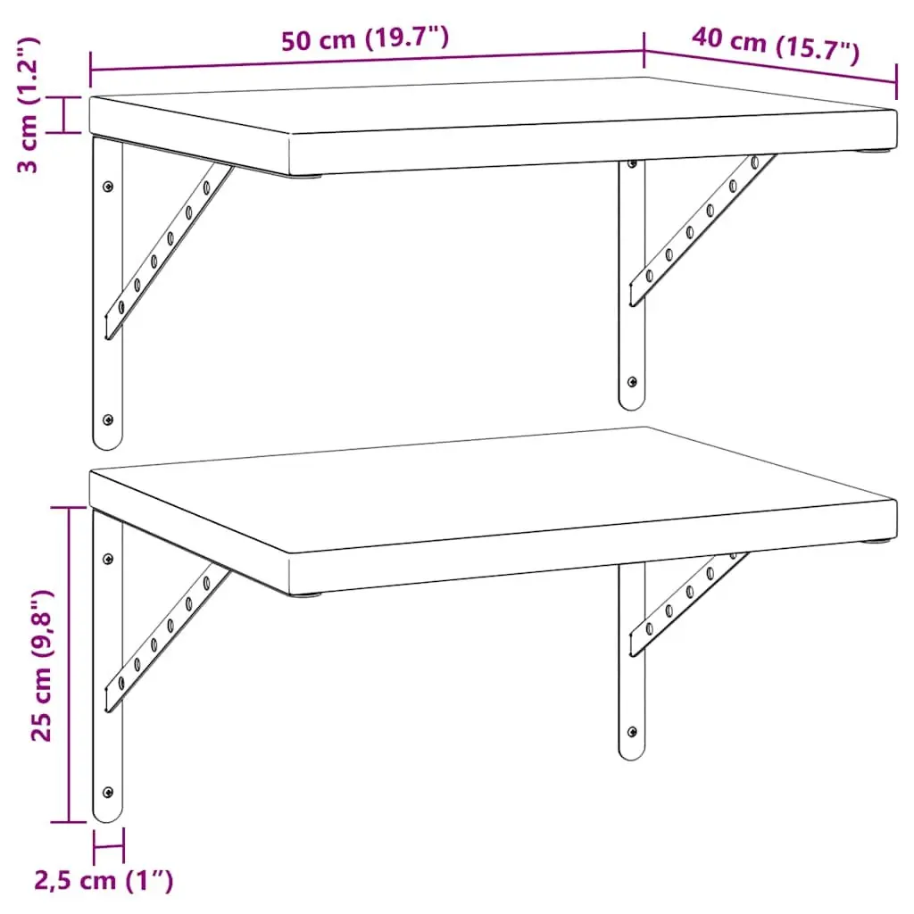 Silver Stainless Steel Floating Wall Shelves