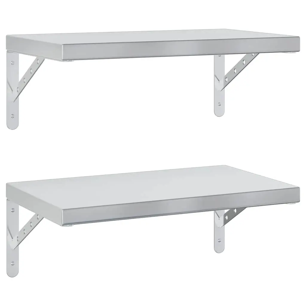 Wall Shelves for Bedroom 50x30 cm Silver Floating Shelving Storage Display 2 Piece
