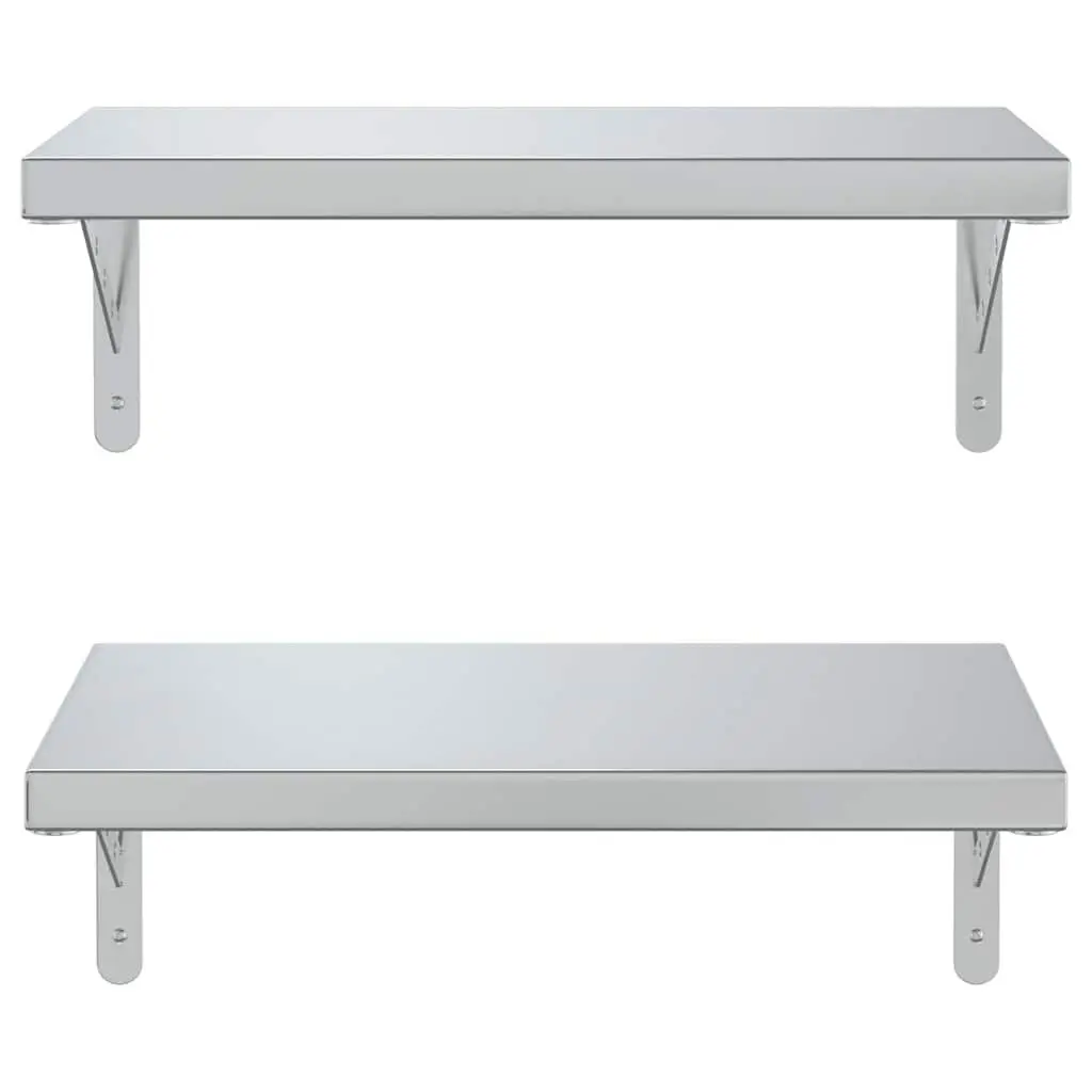 Wall Shelves for Bedroom 50x30 cm Silver Floating Shelving Storage Display 2 Piece