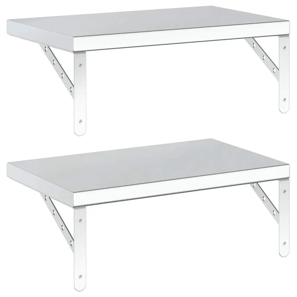 Wall Shelves for Bedroom 50x30 cm Silver Floating Shelving Storage Display 2 Piece