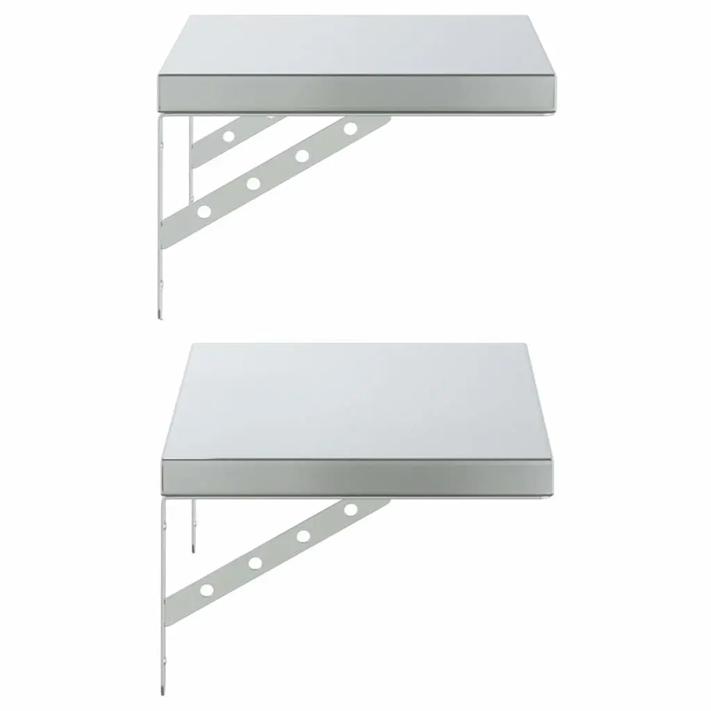 Wall Shelves for Bedroom 50x30 cm Silver Floating Shelving Storage Display 2 Piece
