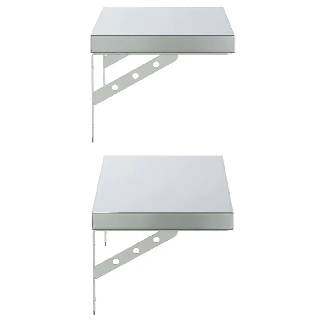 Wall Shelves for Home 50x23.5 cm Silver Floating Storage Display Rack 2 Piece