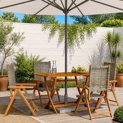 Reclining Garden Chairs 4 pcs Grey Outdoor Seating Foldable Patio Furniture Set
