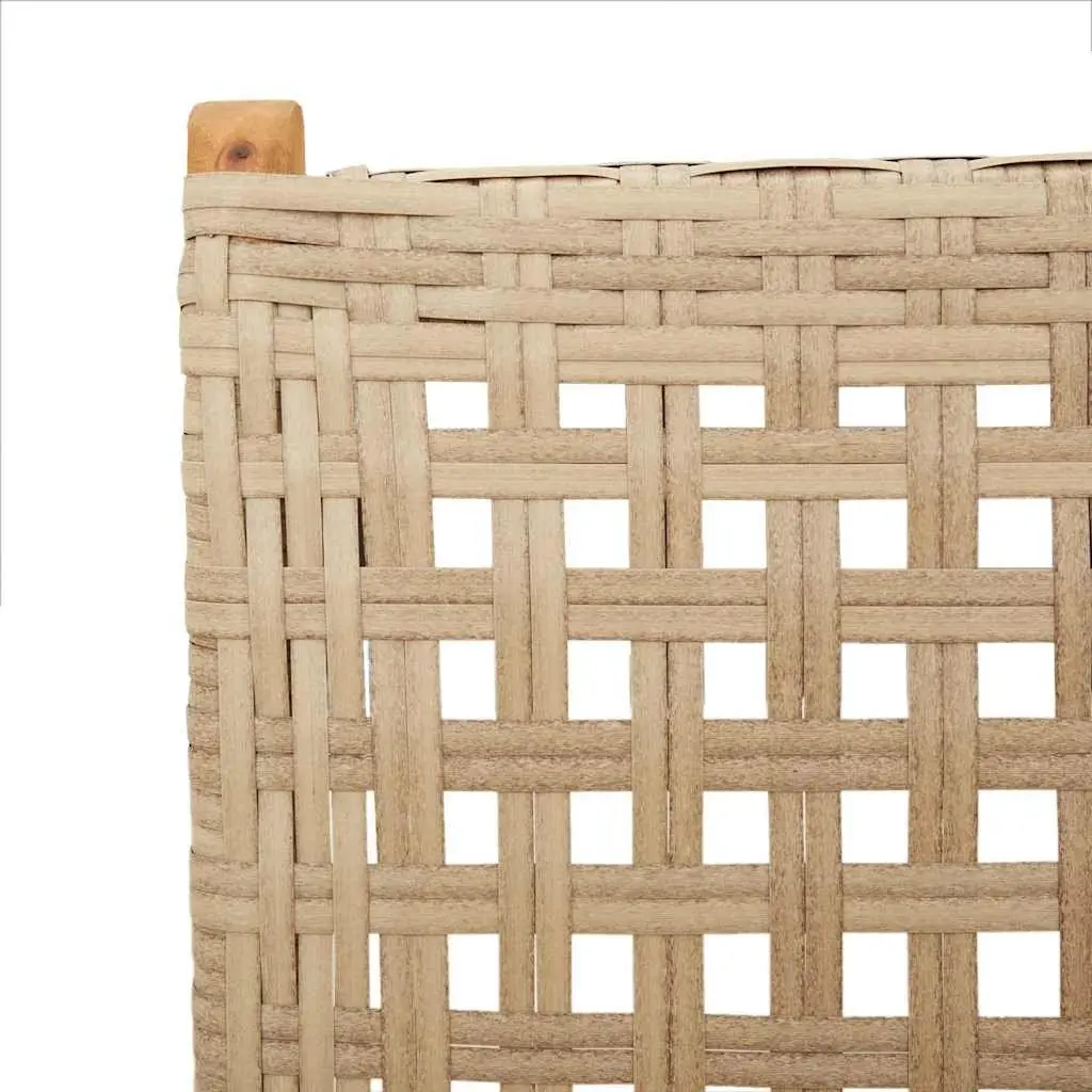 Reclining Garden Chairs Set 4 pcs Outdoor Beige Poly Rattan Wood