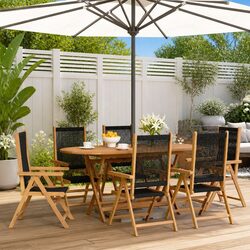 Outdoor Reclining Garden Chairs 6 pcs Foldable Acacia Wood Patio Seating
