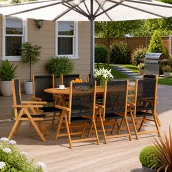 Outdoor Reclining Garden Chairs Set - 8 Folding Pieces