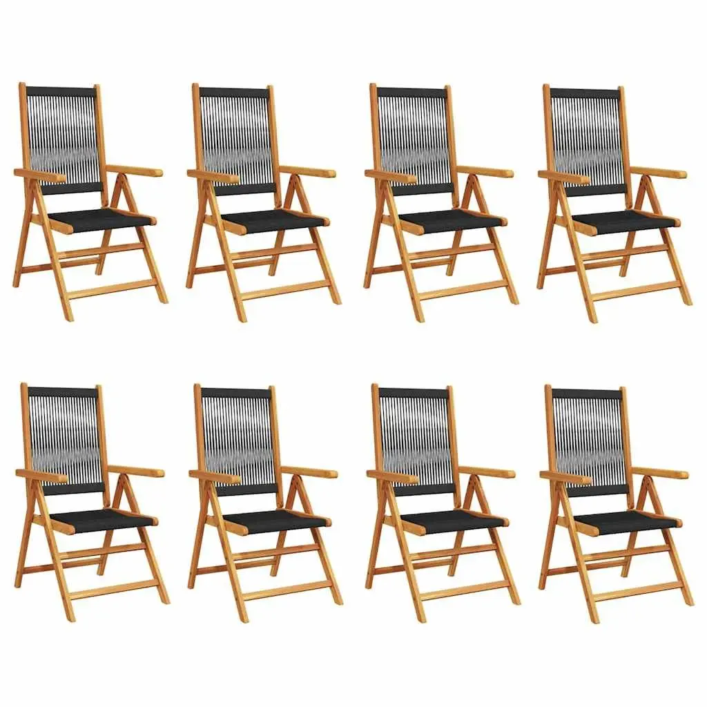 Outdoor Reclining Garden Chairs Set 8 pcs Folding Patio Seating Black Wood
