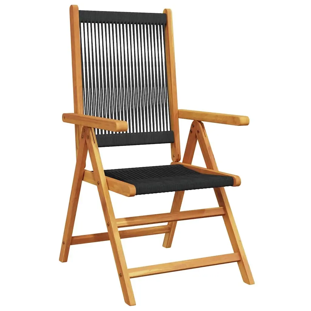 Outdoor Reclining Garden Chairs Set 8 pcs Folding Patio Seating Black Wood