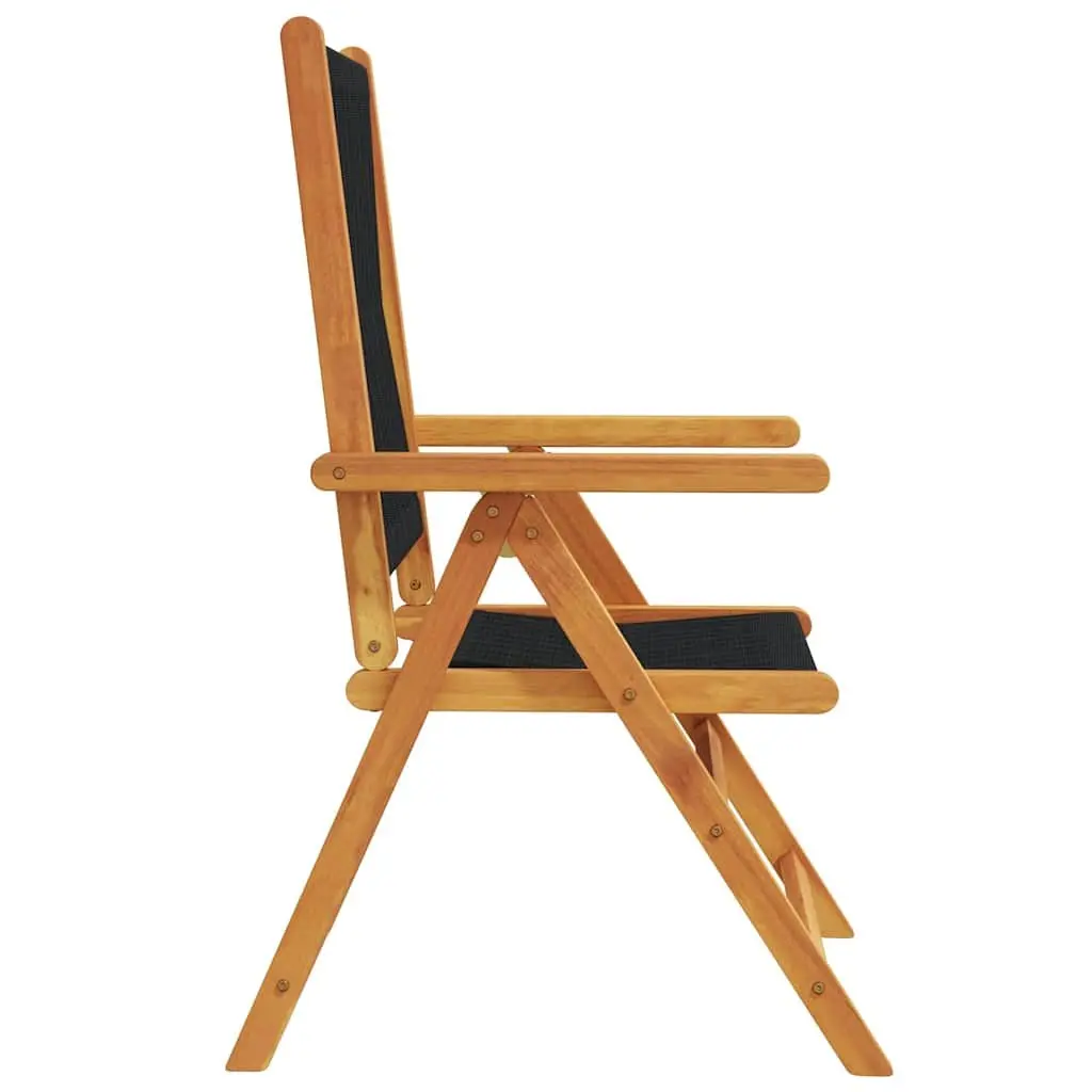 Outdoor Reclining Garden Chairs Set 8 pcs Folding Patio Seating Black Wood
