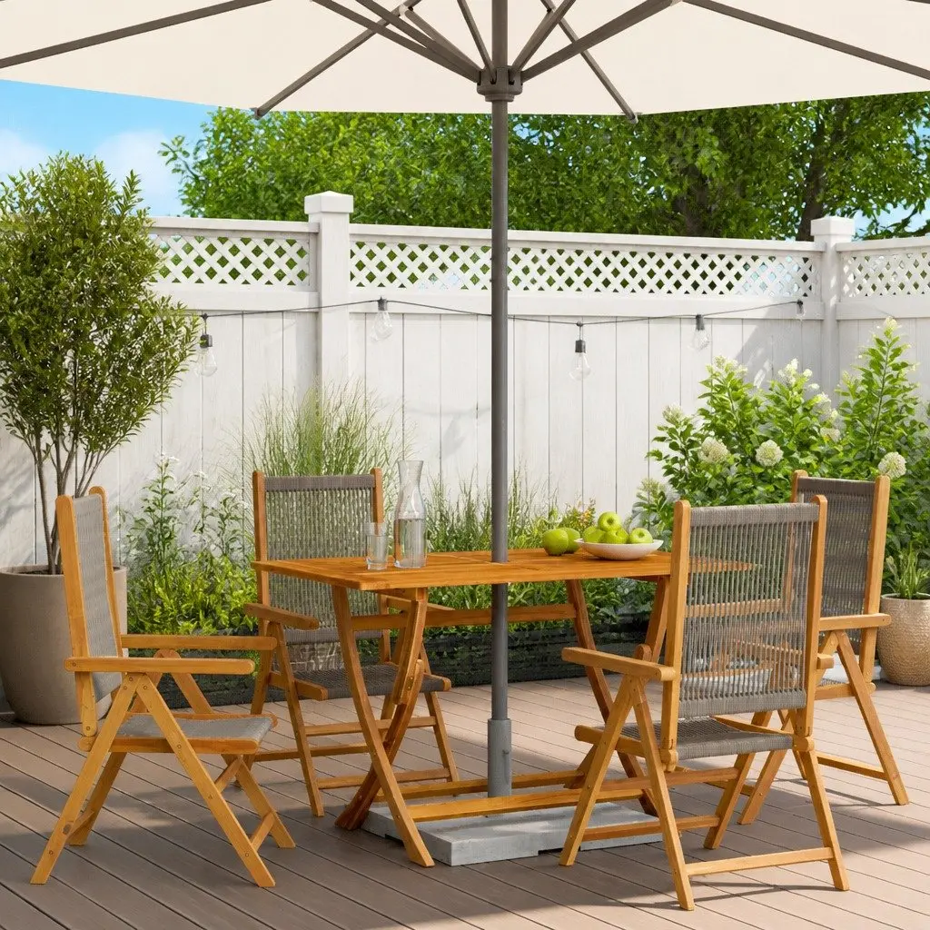 Reclining Garden Chairs for Outdoor Use 4 Piece Grey Foldable Wooden