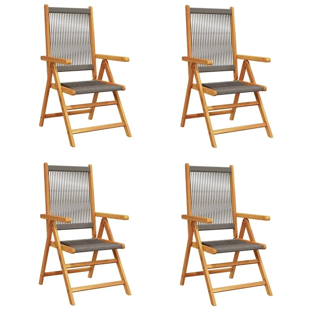Reclining Garden Chairs for Outdoor Use 4 Piece Grey Foldable Wooden