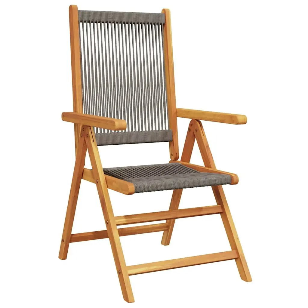 Reclining Garden Chairs for Outdoor Use 4 Piece Grey Foldable Wooden