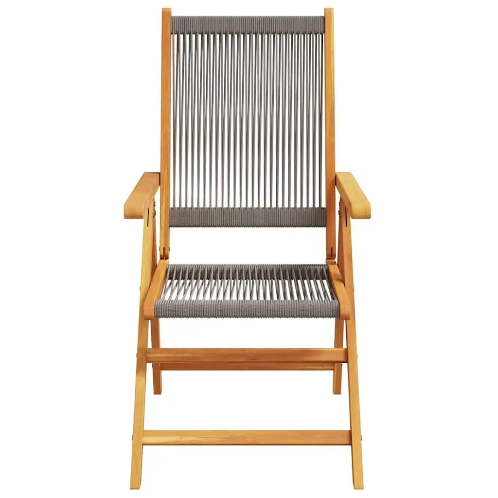 Reclining Garden Chairs for Outdoor Use 4 Piece Grey Foldable Wooden