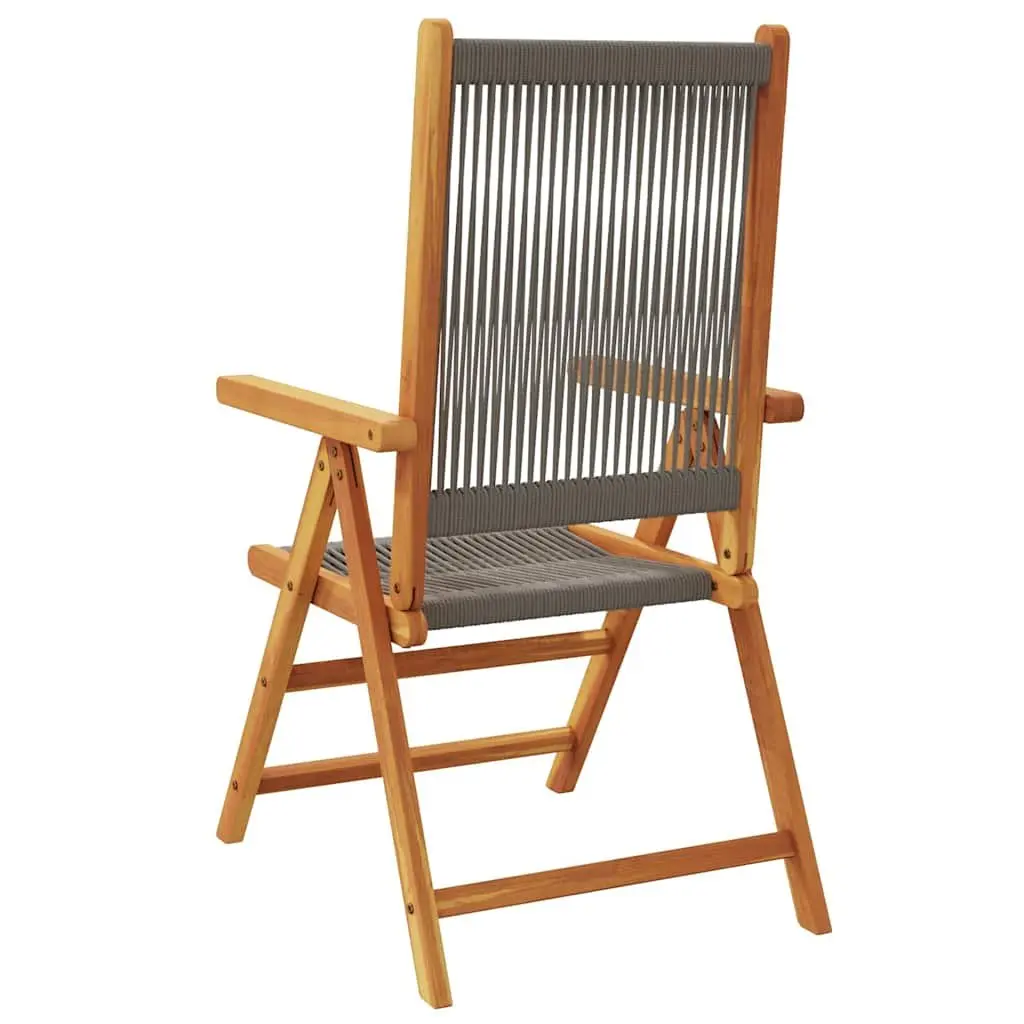 Reclining Garden Chairs for Outdoor Use 4 Piece Grey Foldable Wooden