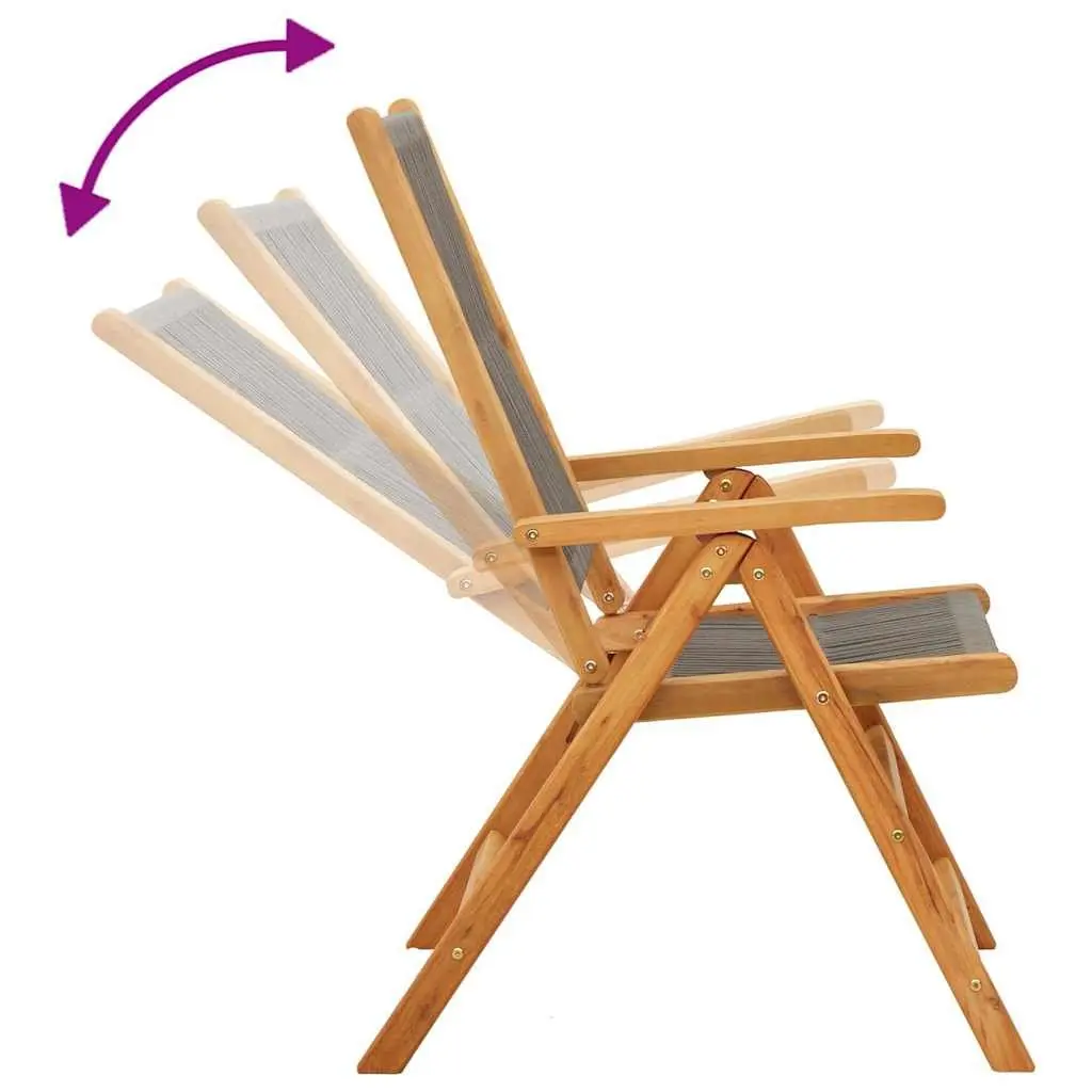 Reclining Garden Chairs for Outdoor Use 4 Piece Grey Foldable Wooden