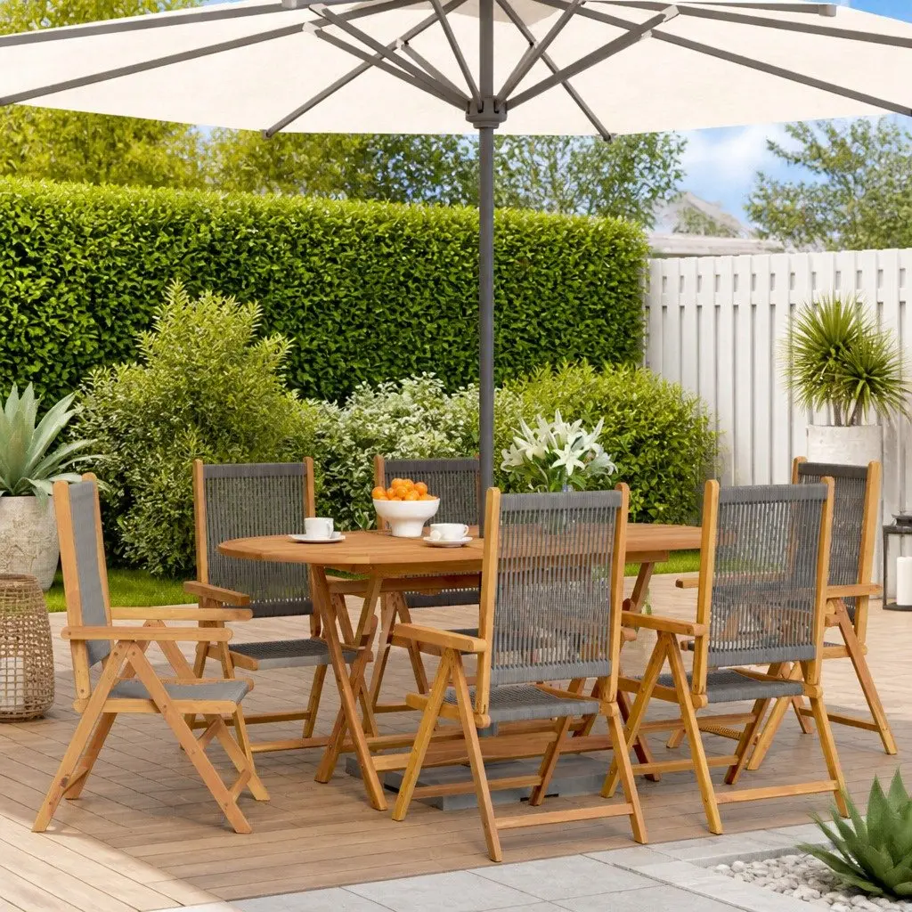 Reclining Outdoor Chairs Set 6 Piece Garden Patio Furniture Grey Wood