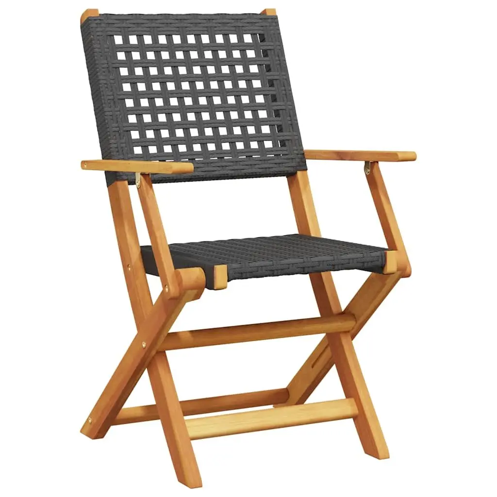 Folding Chairs Outdoor Garden Patio Balcony 6 Piece Black Poly Rattan