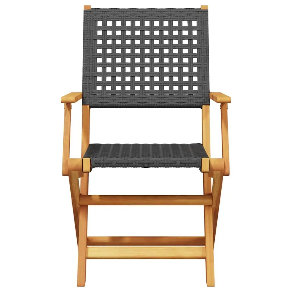 Folding Chairs Outdoor Garden Patio Balcony 6 Piece Black Poly Rattan