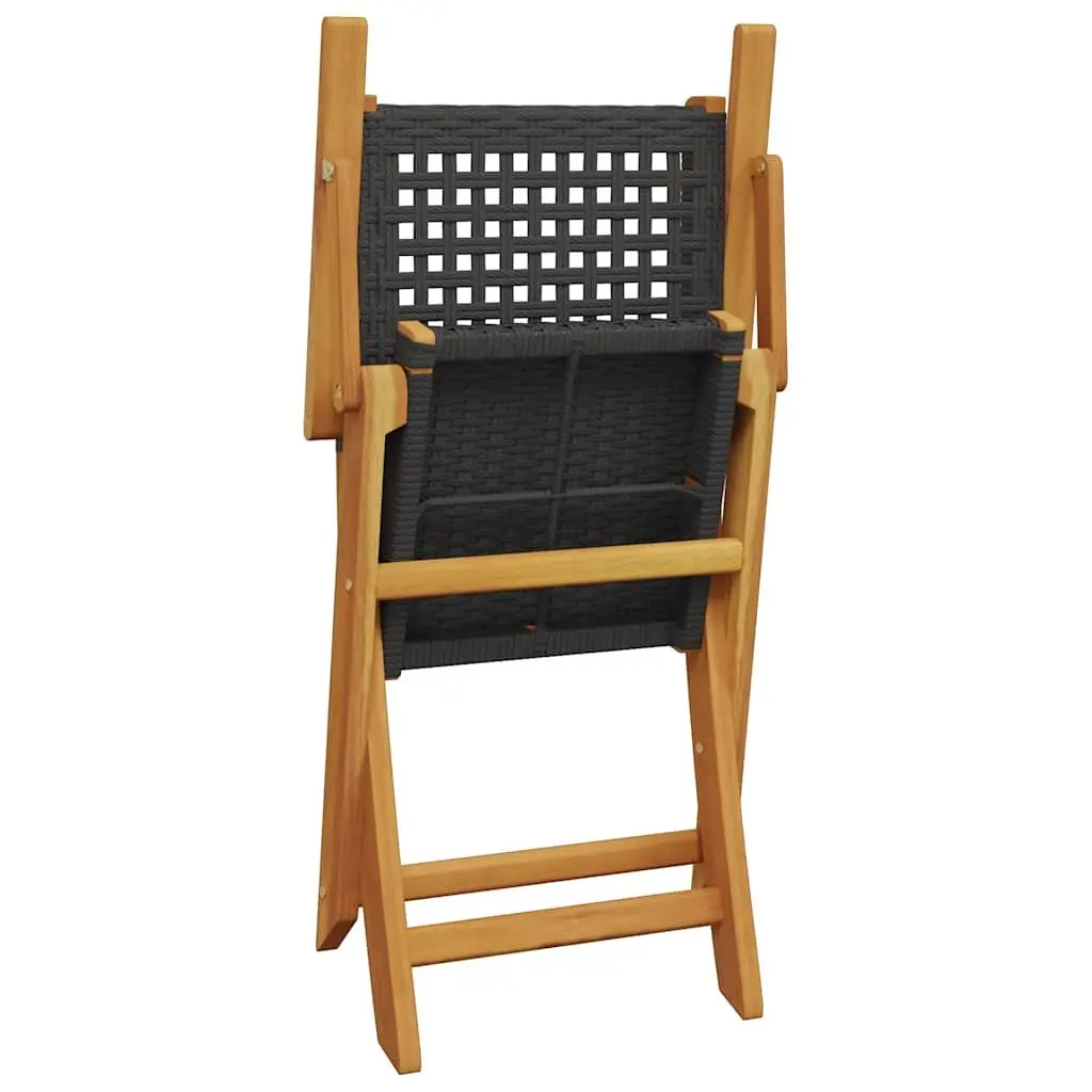 Folding Chairs Outdoor Garden Patio Balcony 6 Piece Black Poly Rattan